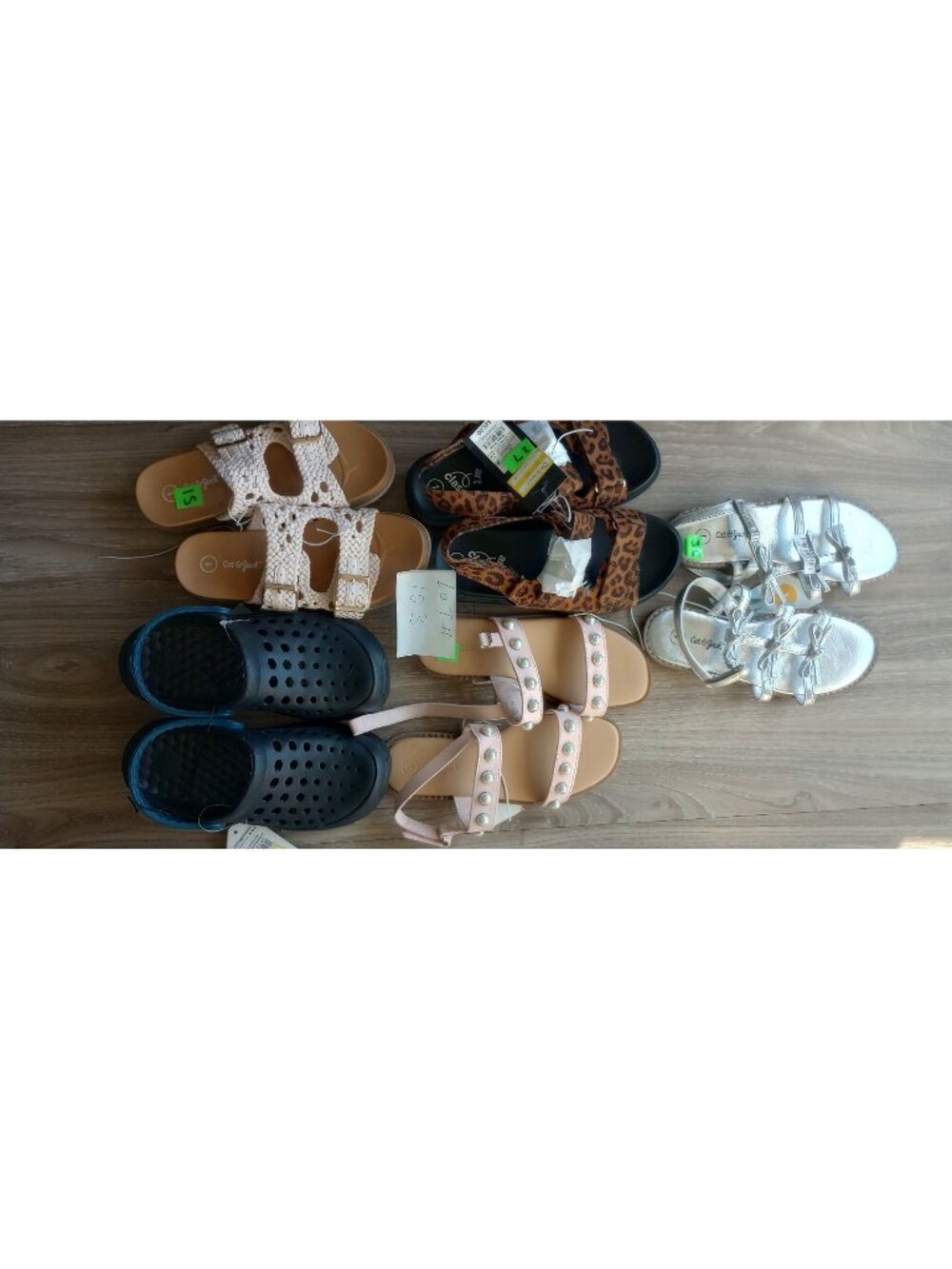 👧 Kids Girls Sandals Bundle 5 Pairs Cat & Jack Art Class Pearl Leopard 👡👢